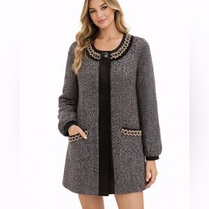 Vintage Jade MelodyTam Size Small Elegant Gray Tweed Women's Coat Button Details